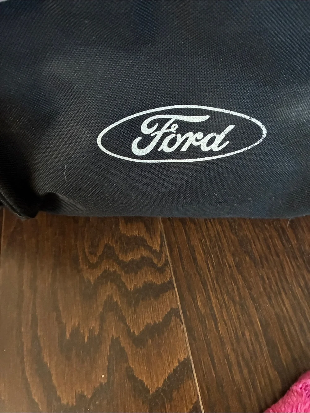 Vintage Ford Black Duffel Bag with Gray Trim and Ford Logo